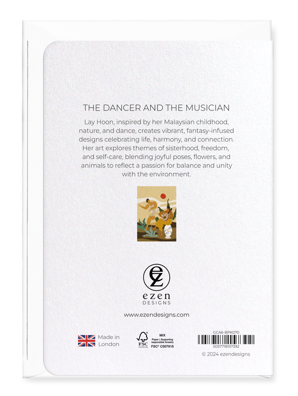 Ezen Designs - The Dancer and The Musician - Greeting Card - Back