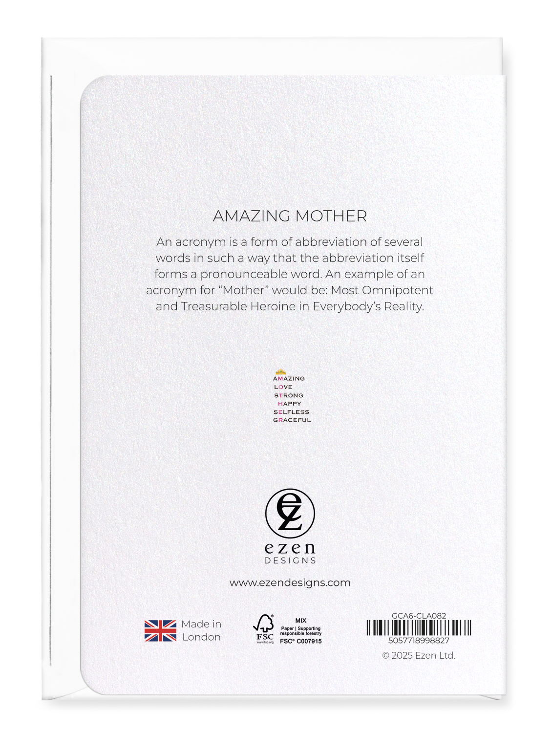Ezen Designs - Amazing mother - Greeting Card - Back