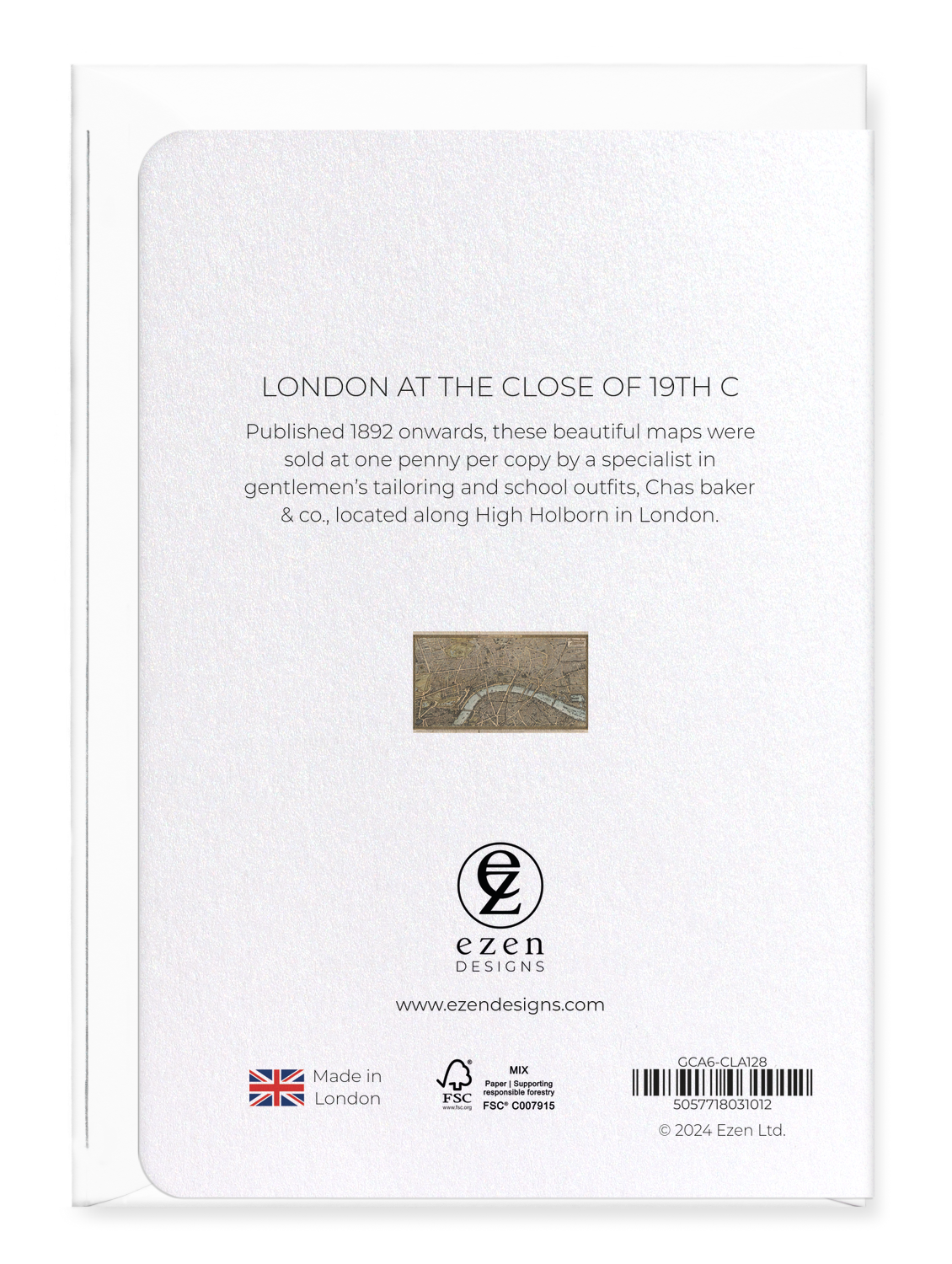Ezen Designs - London at the close of 19th C - Greeting Card - Back