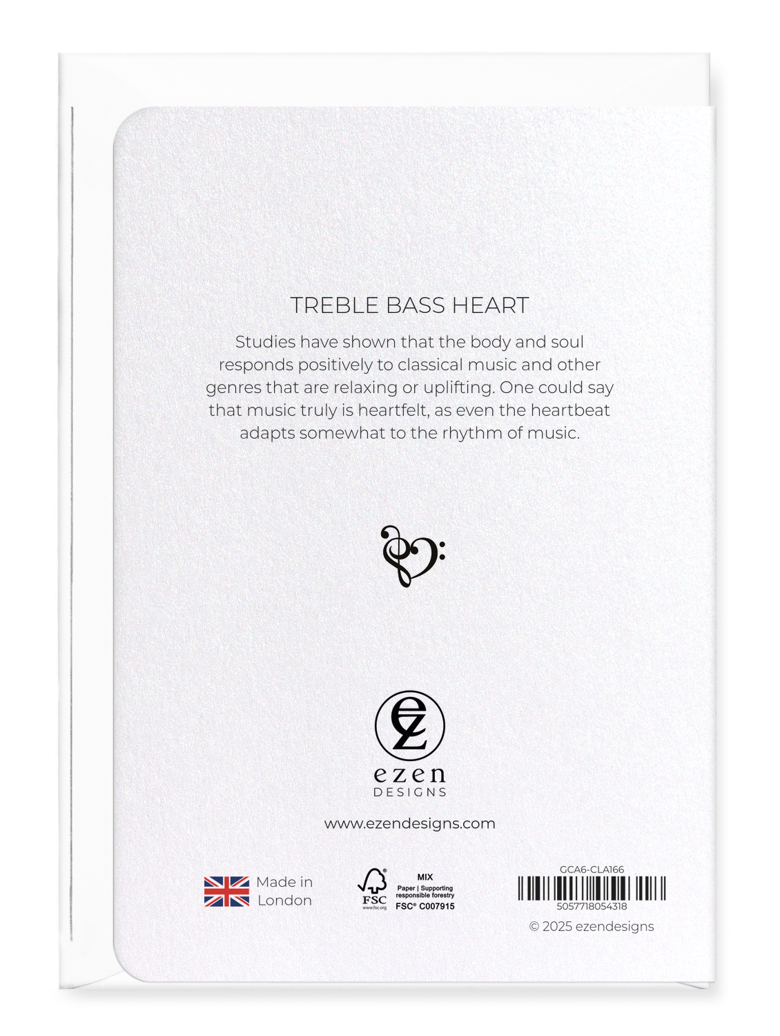 Ezen Designs - Treble bass heart - Greeting Card - Back