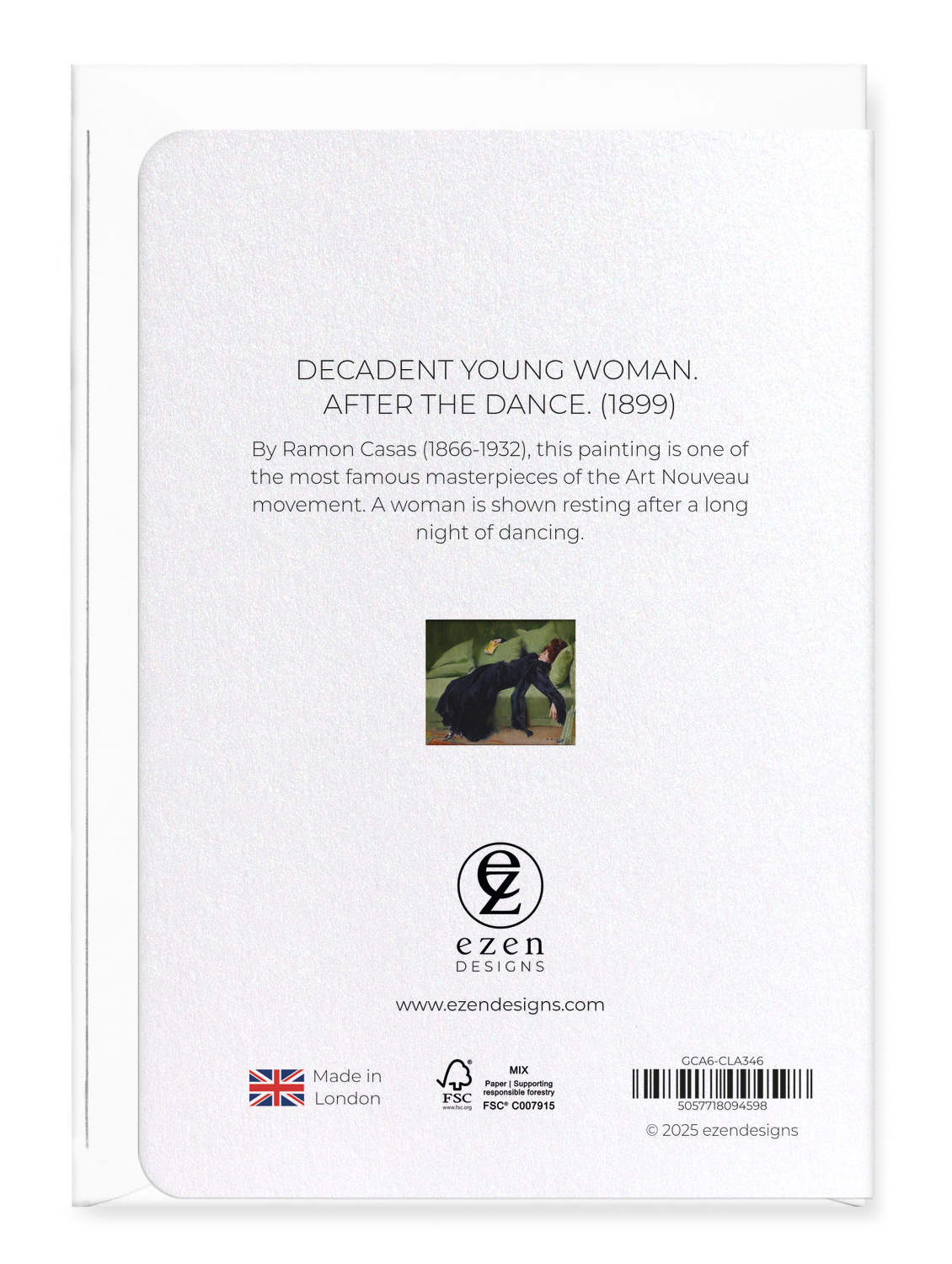 Ezen Designs - Decadent Young Woman. After the Dance. (1899) - Greeting Card - Back