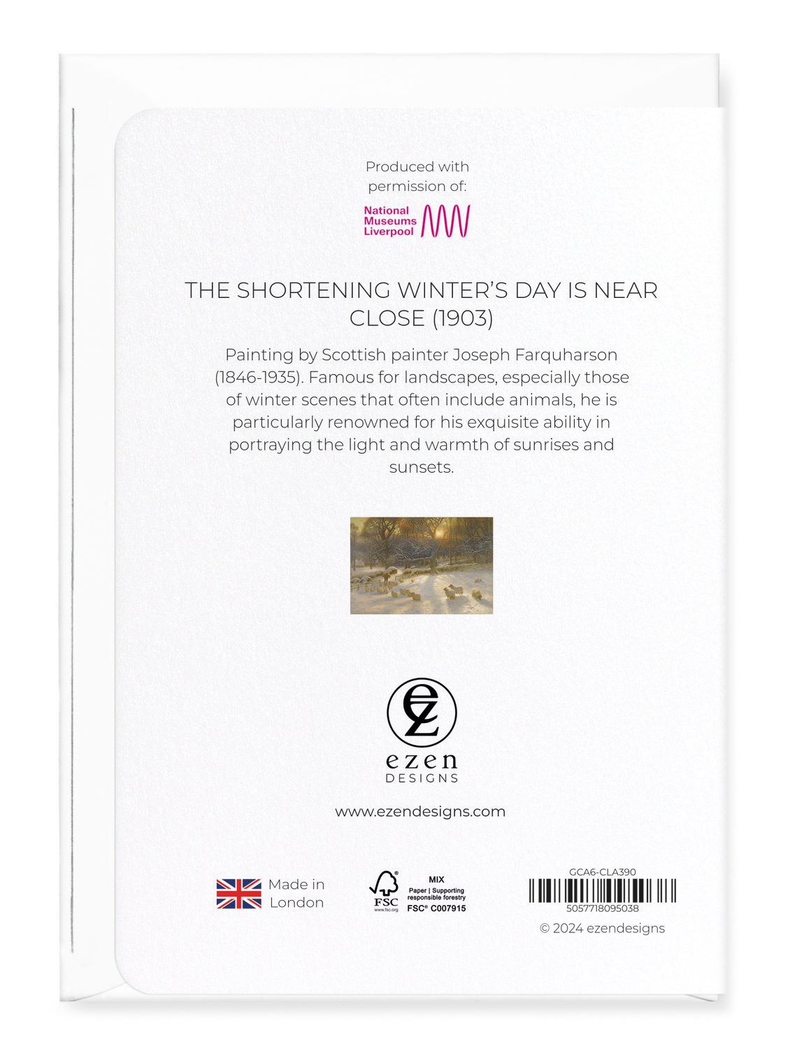 Ezen Designs - The Shortening Winter’s Day is Near Close (1903) - Greeting Card - Back