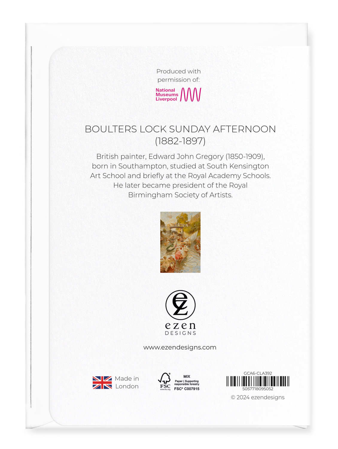 Ezen Designs - Boulters Lock Sunday Afternoon (1882-1897) - Greeting Card - Back