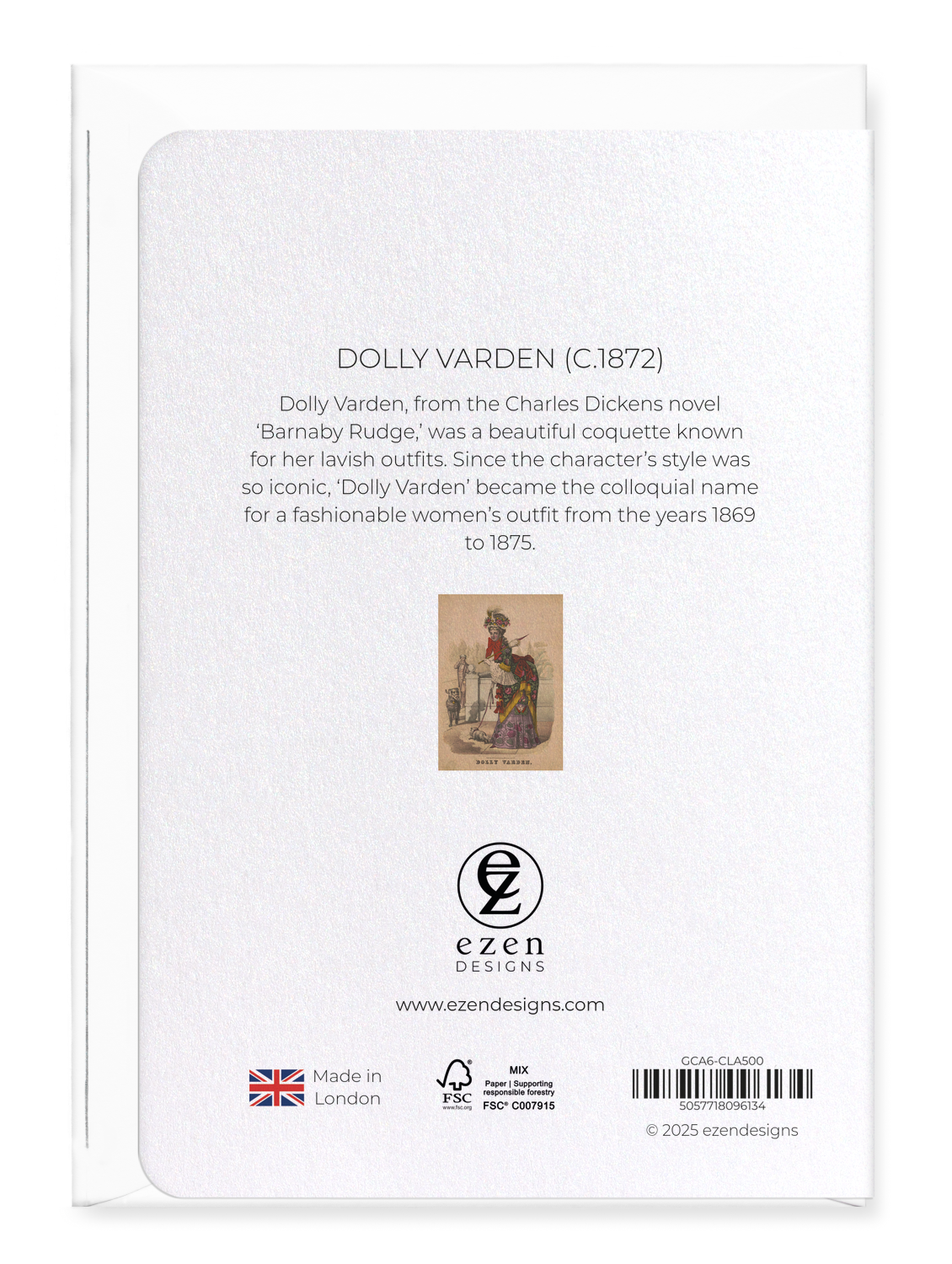 Ezen Designs - Dolly Varden (c.1872) - Greeting Card - Back