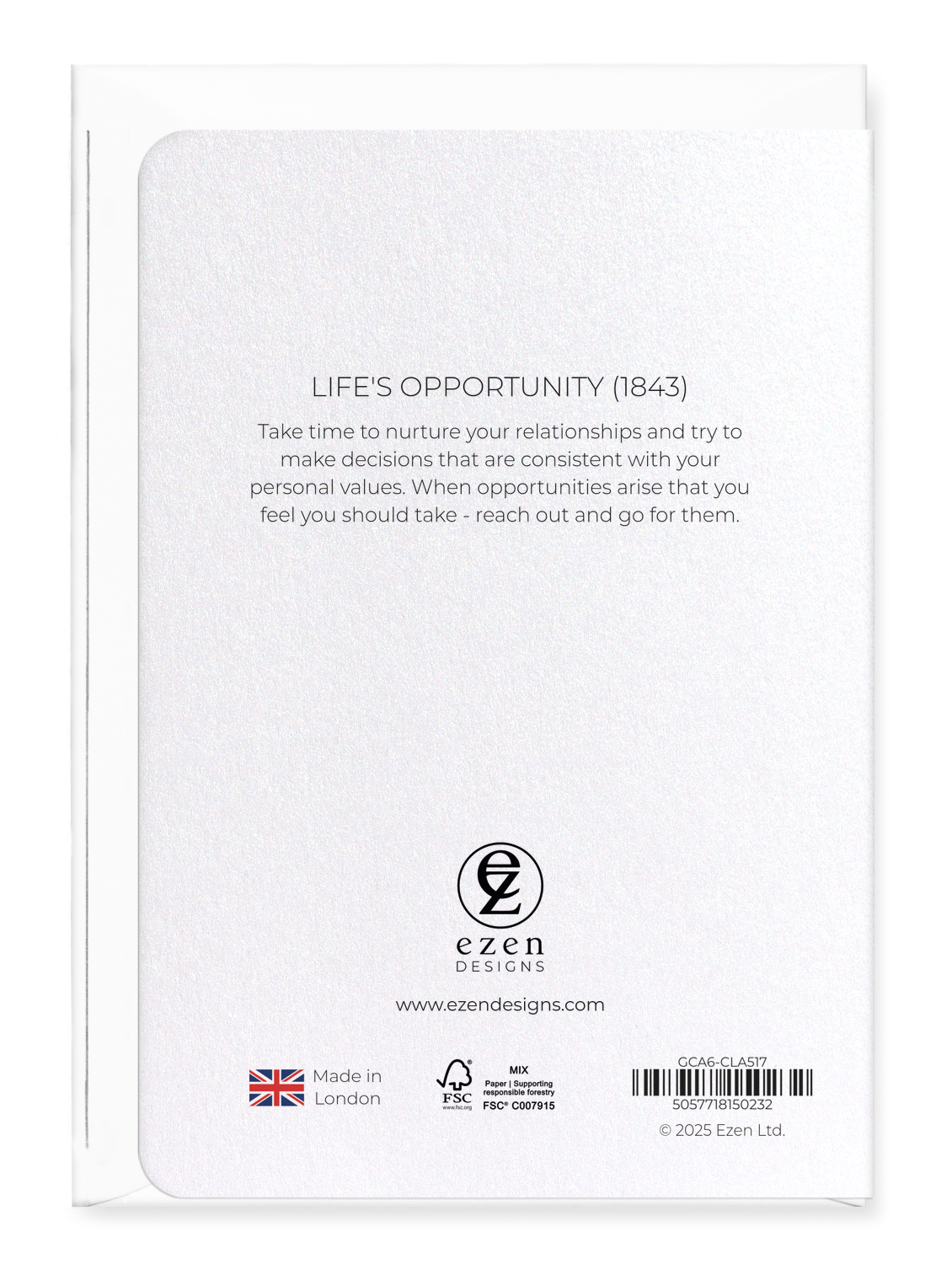 Ezen Designs - Life's Opportunity (1843) - Greeting Card - Back