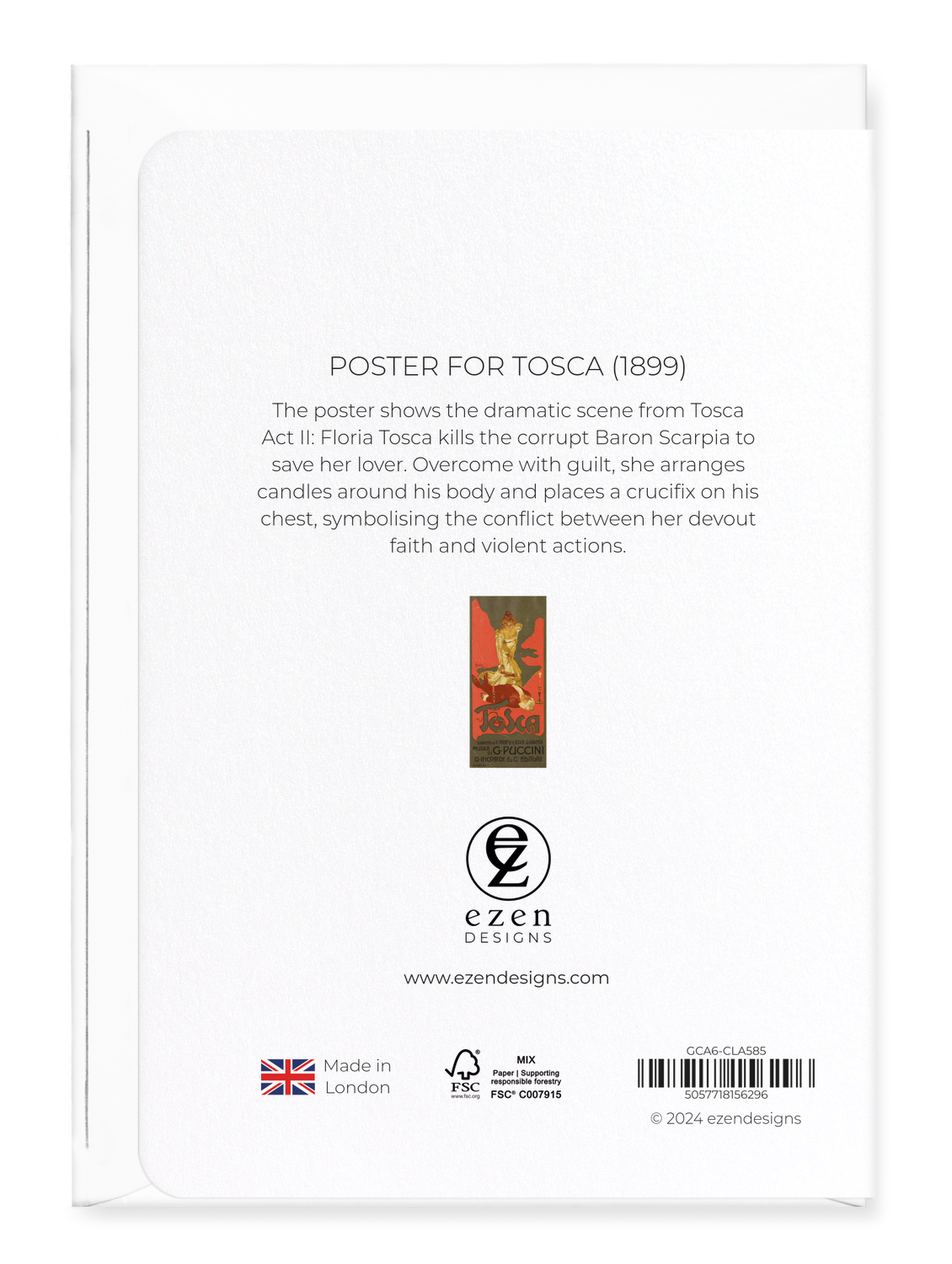 Ezen Designs - Poster for Tosca (1899) - Greeting Card - Back