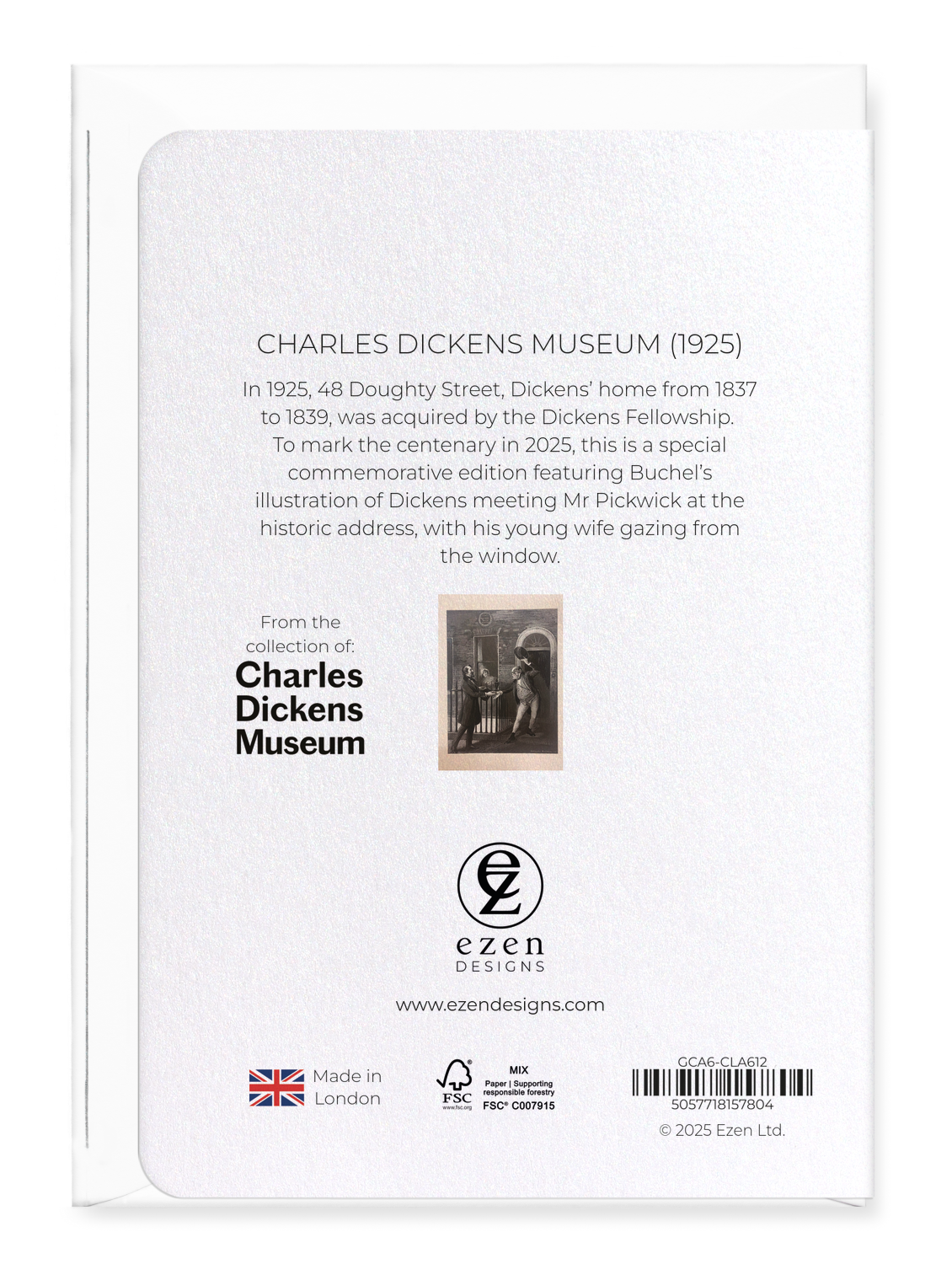 Ezen Designs - Charles Dickens Museum (1925) - Greeting Card - Back