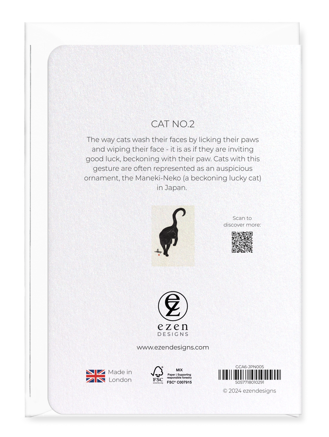 Ezen Designs - Cat no.2 - Greeting Card - Back