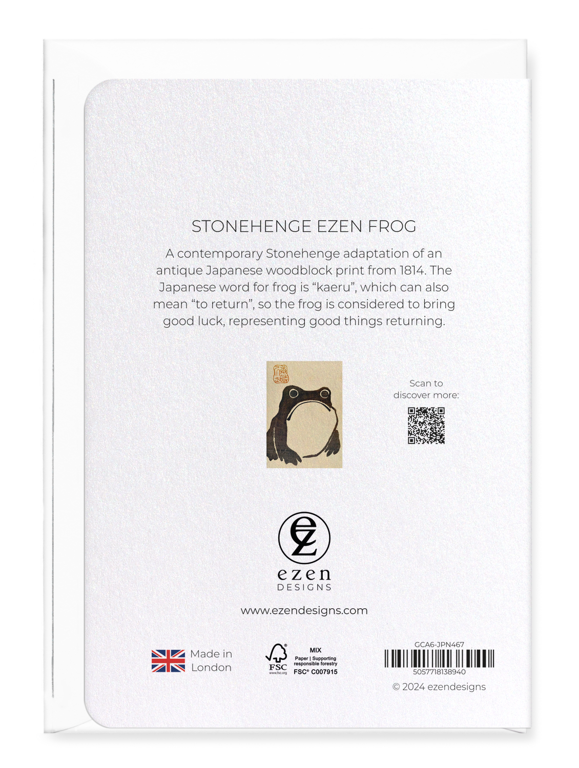 Ezen Designs - Stonehenge Ezen Frog - Greeting Card - Back