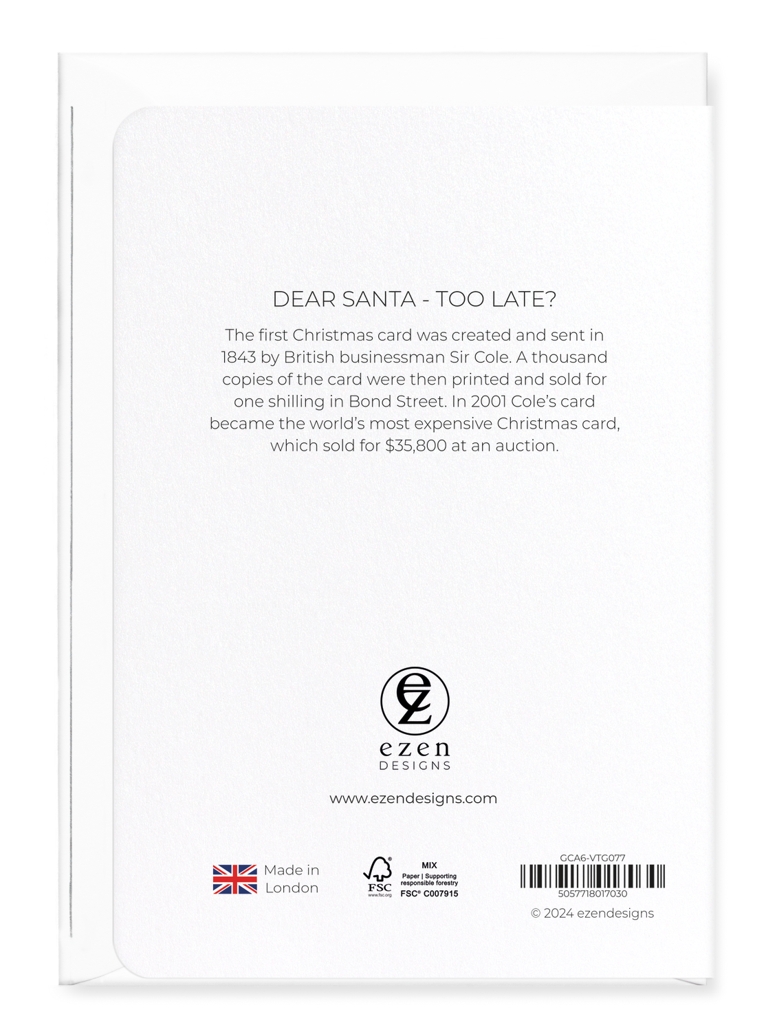 Ezen Designs - Dear santa - too late? - Greeting Card - Back