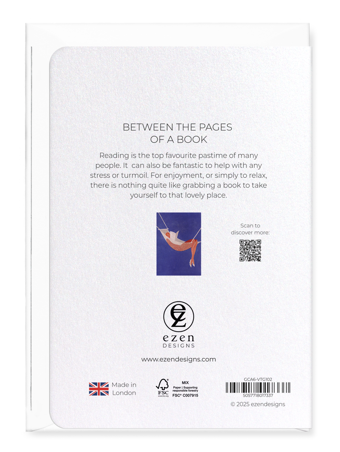 Ezen Designs - Between the pages of a book - Greeting Card - Back
