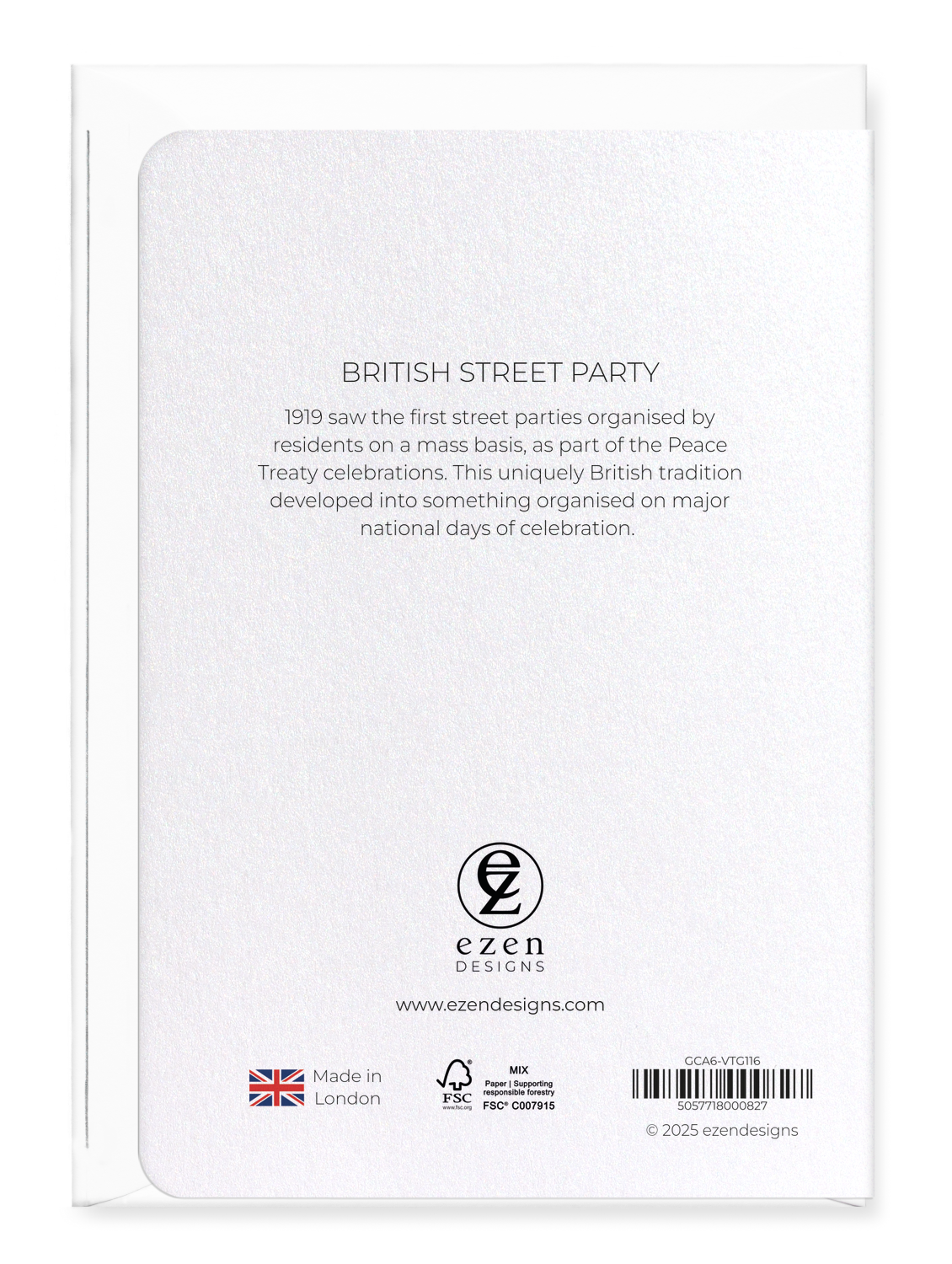Ezen Designs - British street party - Greeting Card - Back