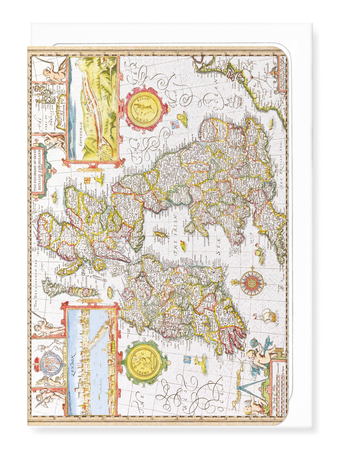 Ezen Designs - Great Britain and Ireland BY JOHN SPEED (C.1611) - Greeting Card - Front