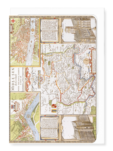 Ezen Designs - London and Middlesex by John Speed (c.1611) - Greeting Card - Front