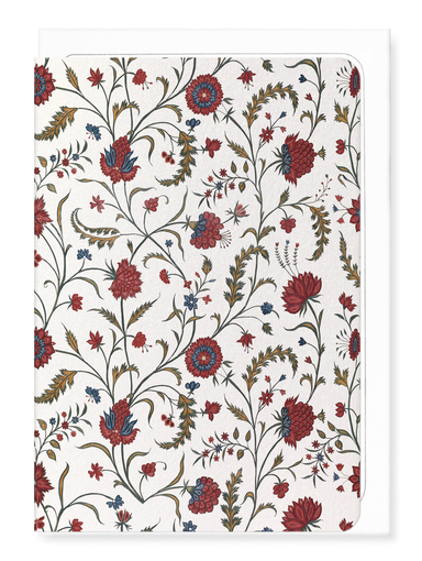 Ezen Designs - Red floral embroidery (18th C.) - Greeting Card - Front