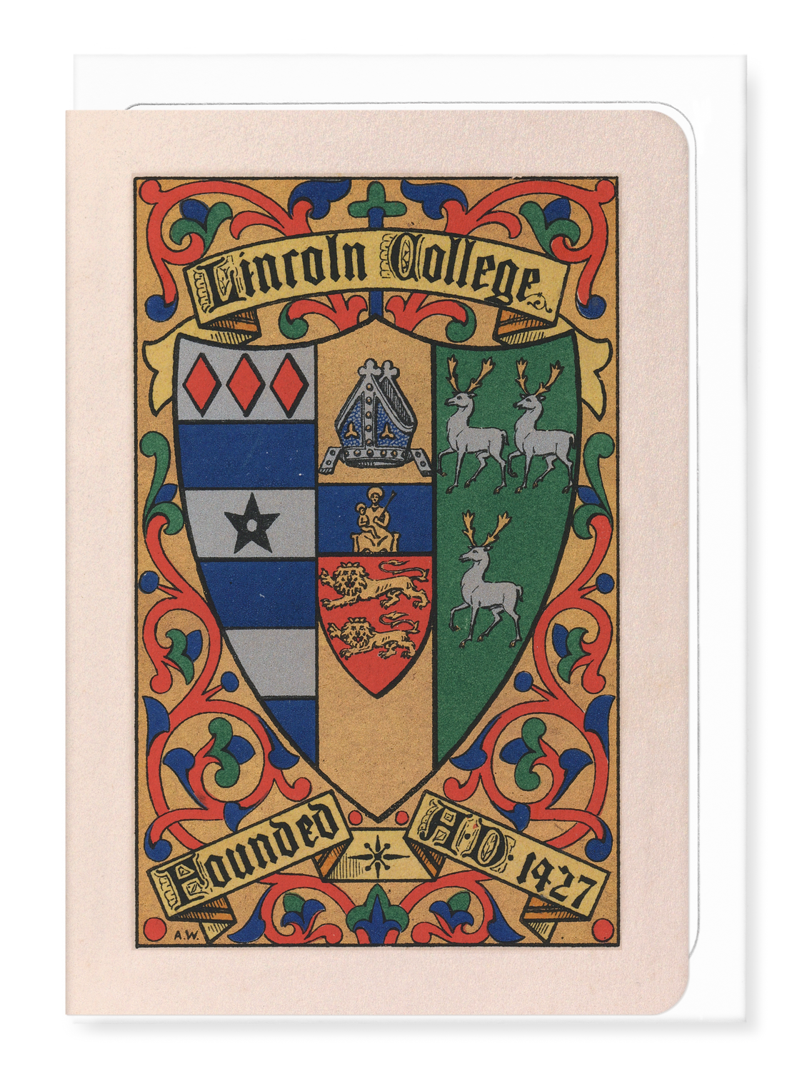 Ezen Designs - Lincoln College Crest - Greeting Card - Front