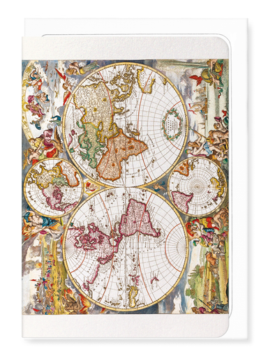 Ezen Designs - Carte du Monde Vintage (1660) - Greeting Card - Front
