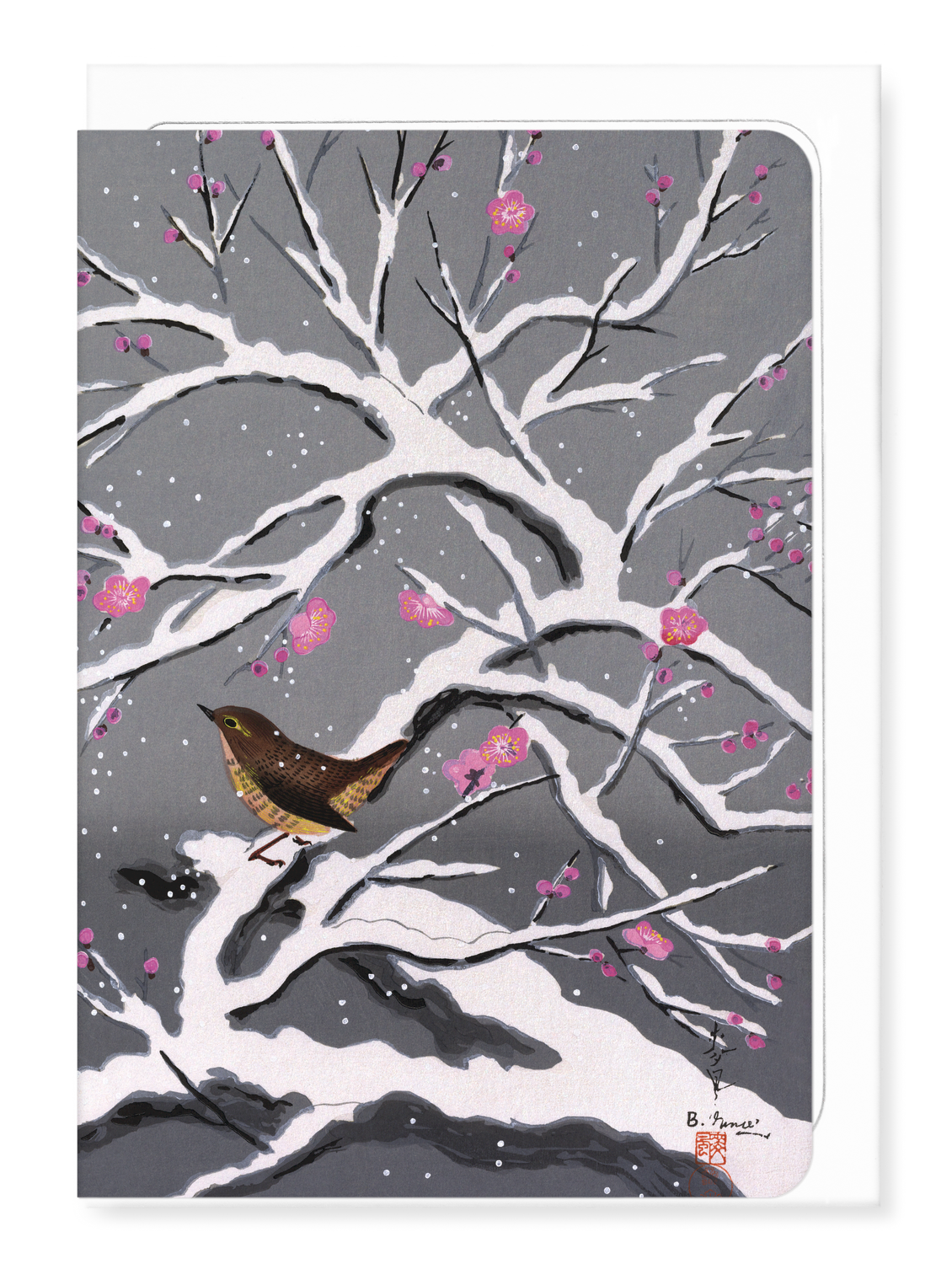 Ezen Designs - Snow plum blossoms - Greeting Card - Front