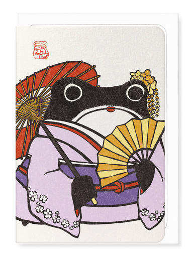 Ezen Designs - GEISHA EZEN FROG - Greeting Card - Front