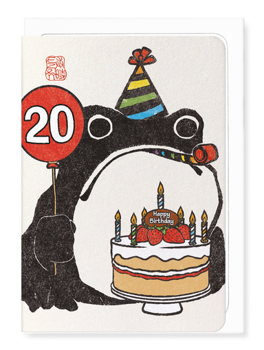 Ezen Designs - 20th Birthday EZEN FROG - Greeting Card - Front