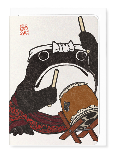 Ezen Designs - Taiko Drummer Ezen Frog - Greeting Card - Front