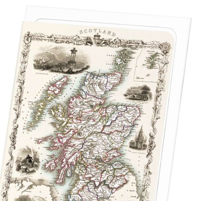 SCOTLAND (1851): Antique Map Greeting Card