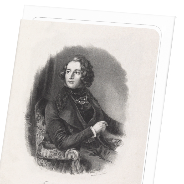 PORTRAIT OF CHARLES DICKENS (1839): Painting Greeting Card