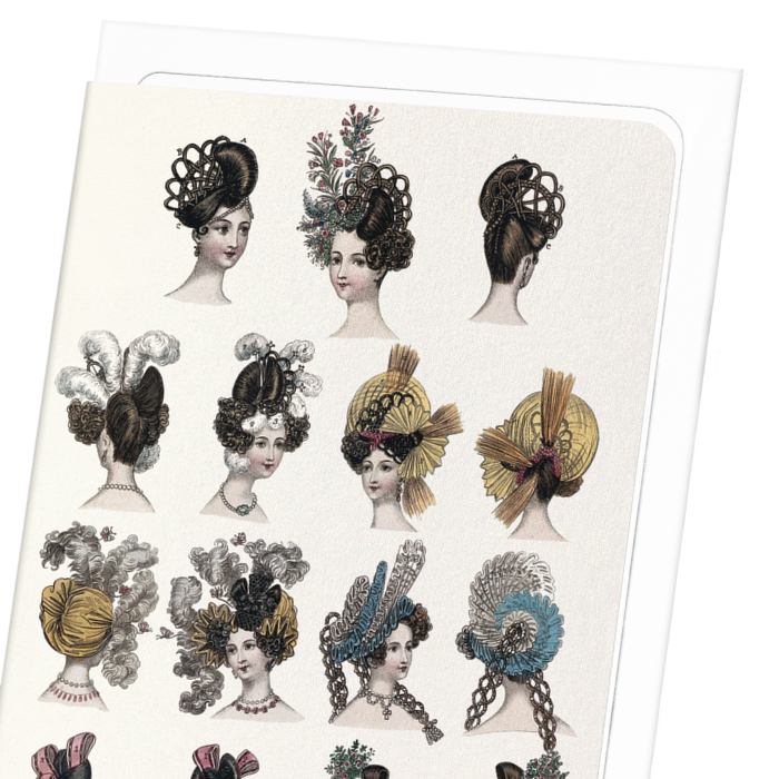 FASHIONABLE HEAD DRESSES (1830): Painting Greeting Card