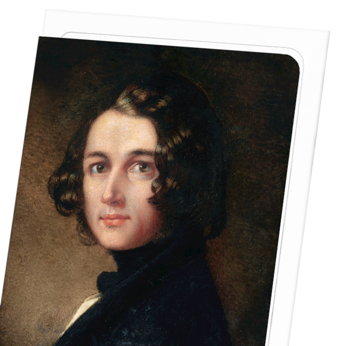 CHARLES DICKENS PORTRAIT BY MARGARET GILLIES (1843): Painting Greeting Card