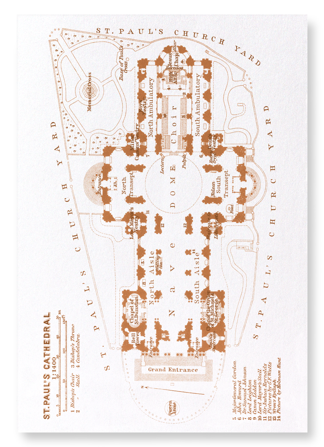 GROUND PLAN OF ST. PAUL'S (1930): Bespoke Art Print