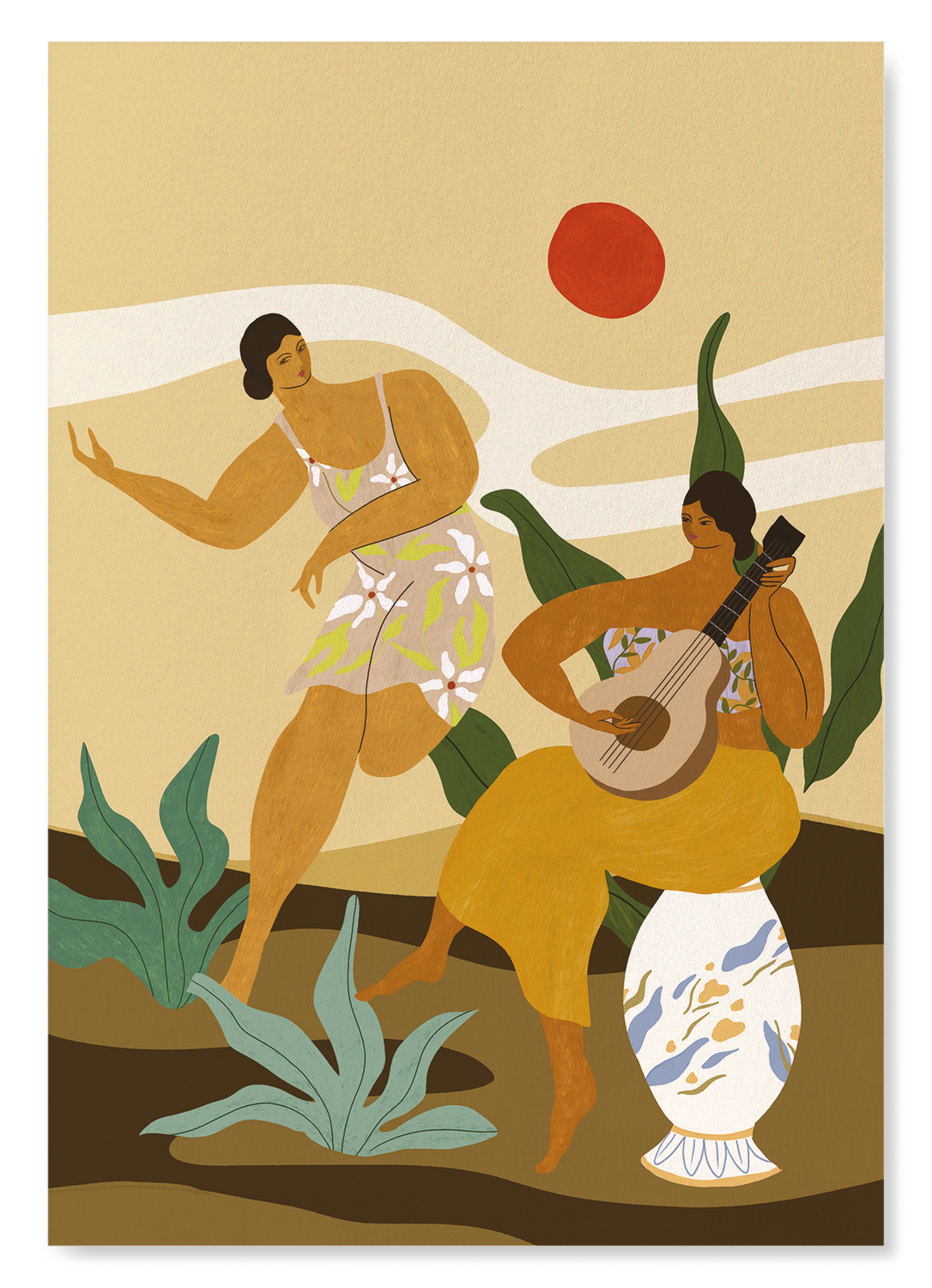 THE DANCER AND THE MUSICIAN: Painting Art Print