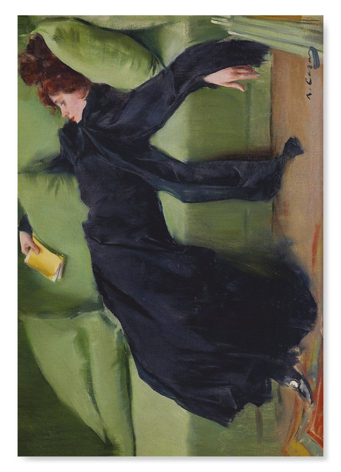 DECADENT YOUNG WOMAN. AFTER THE DANCE. (1899): Painting Art Print
