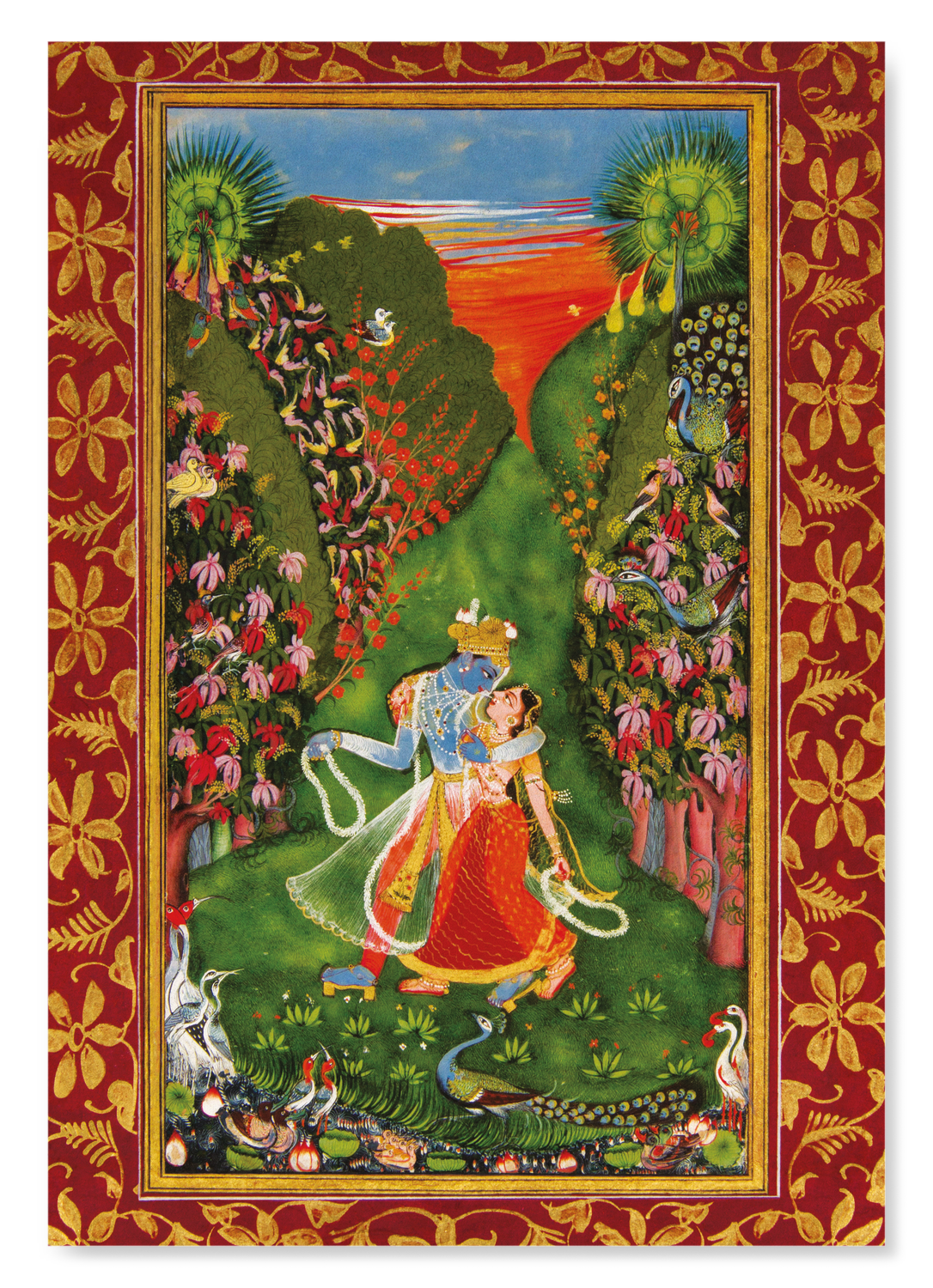 RADHA AND KRISHNA IN A FLOWERING GROVE (1720): Painting Art Print