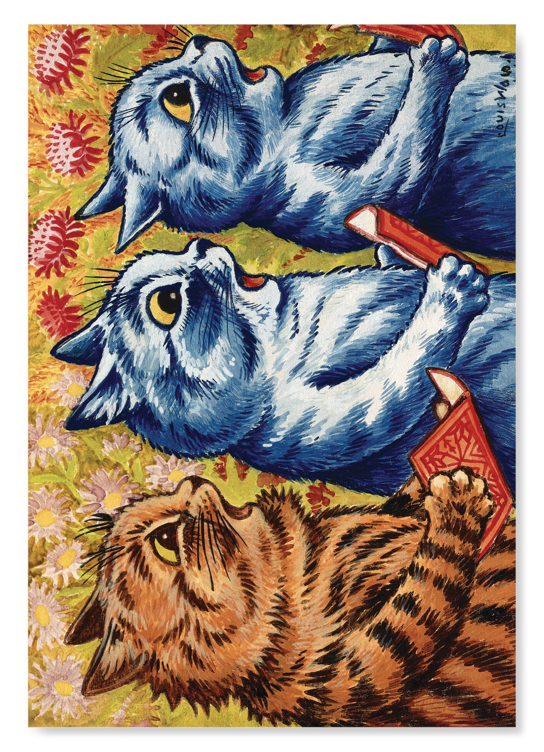 THREE CATS SINGING (C.1930): Animal (other) Art Print