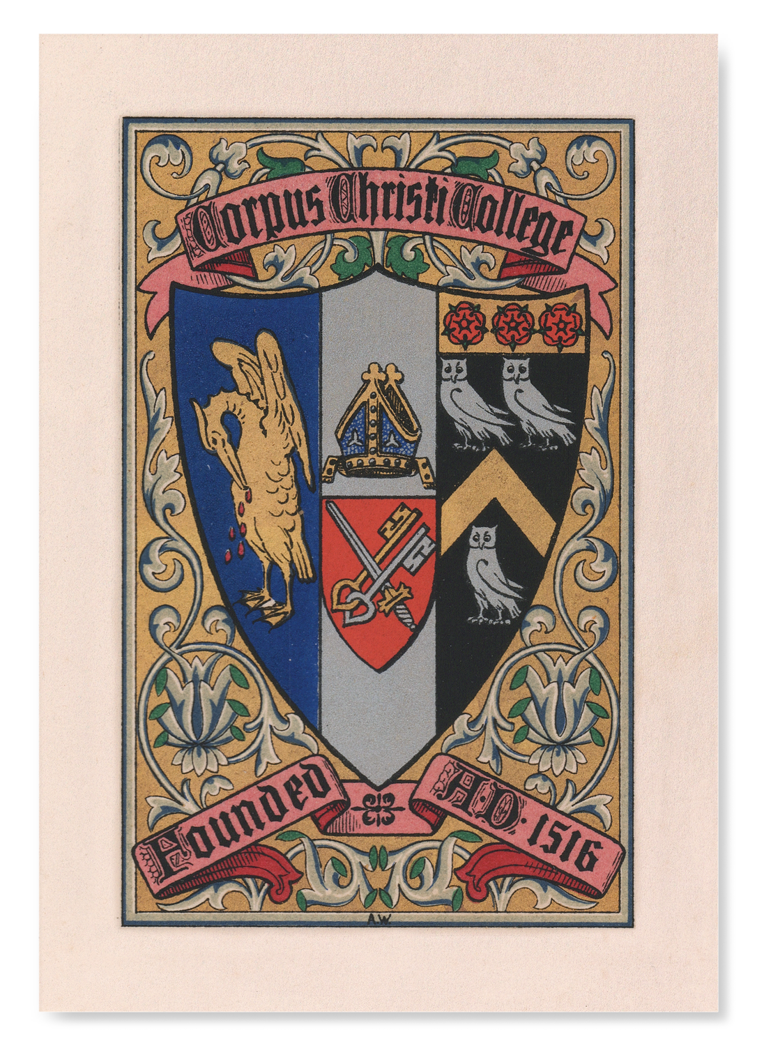 CORPUS CHRISTI COLLEGE CREST: Painting Art Print