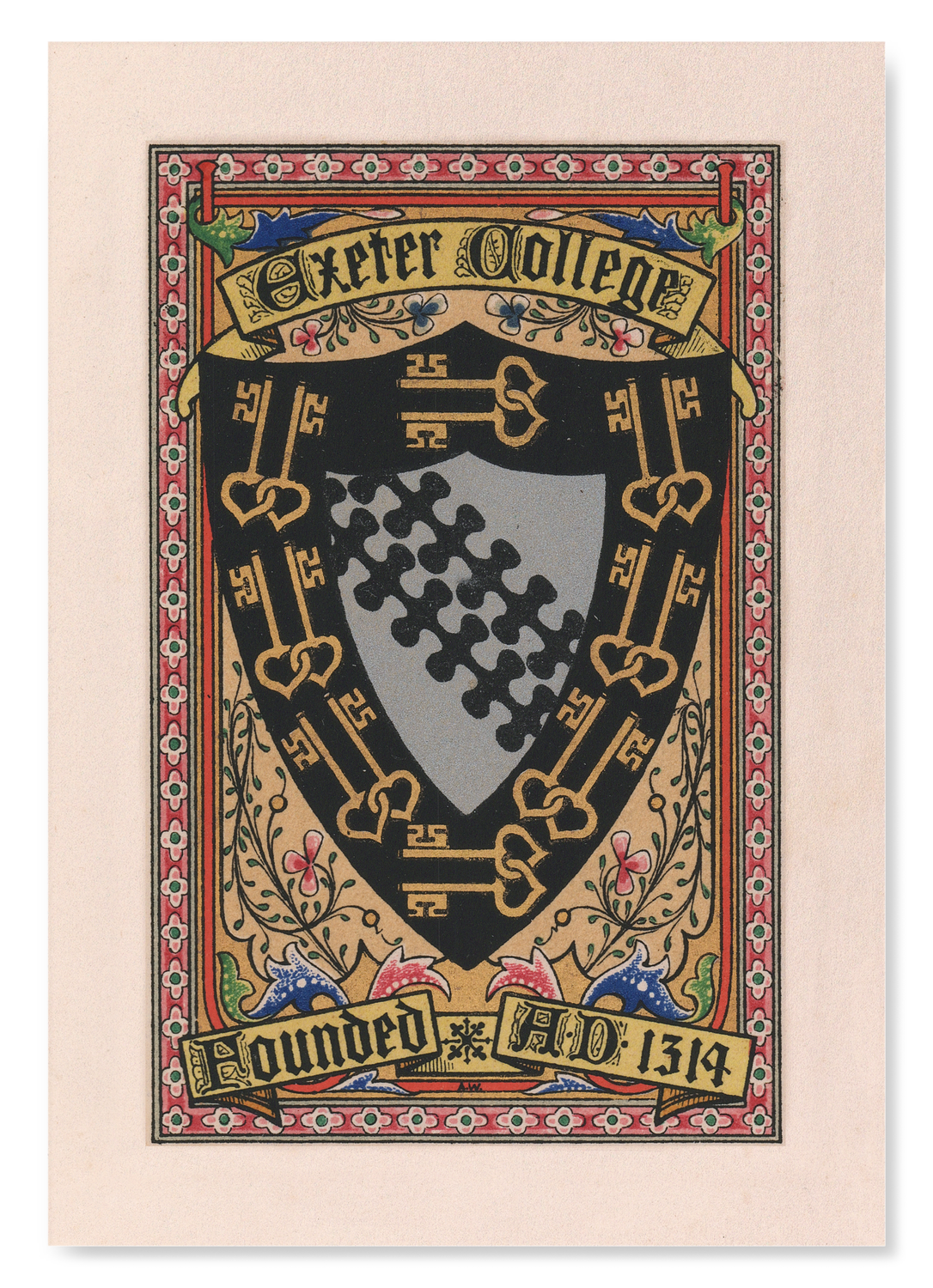 EXETER COLLEGE CREST: Painting Art Print