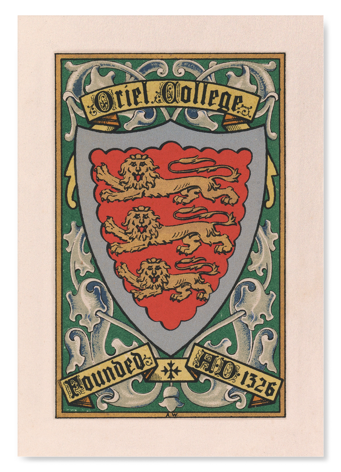 ORIEL COLLEGE CREST: Painting Art Print