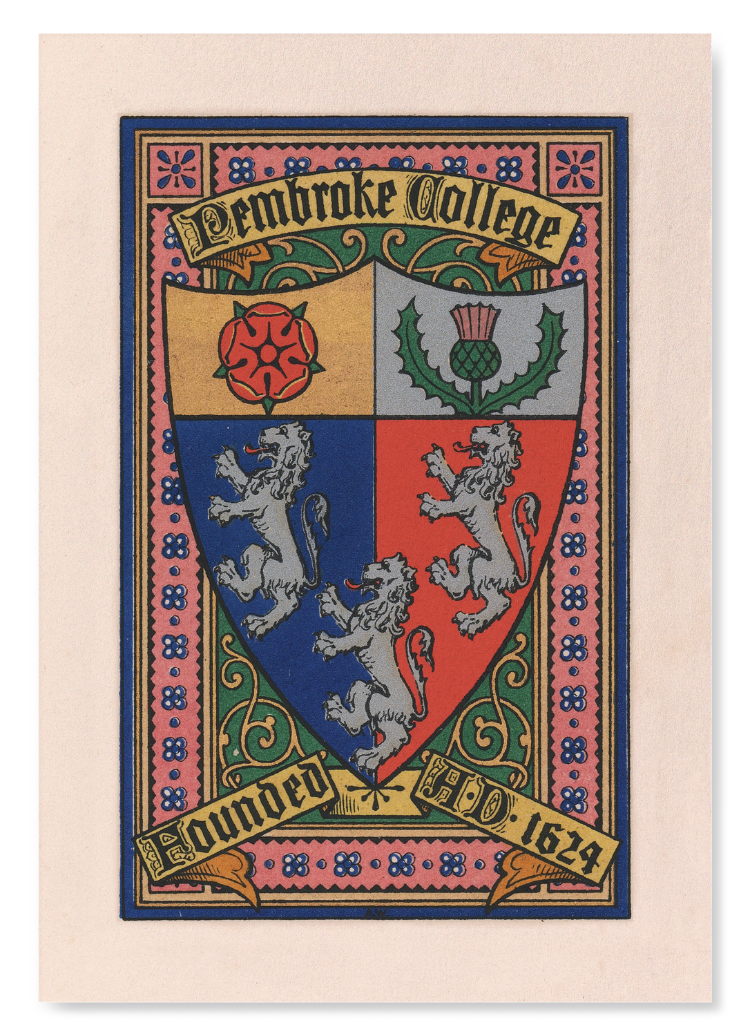 PEMBROKE COLLEGE CREST: Painting Art Print