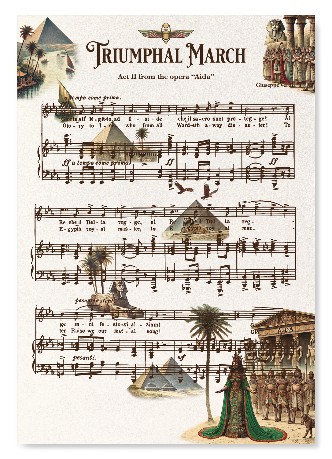 AIDA - TRIUMPHAL MARCH - OPERA MUSIC SCORE: Victorian Art Print