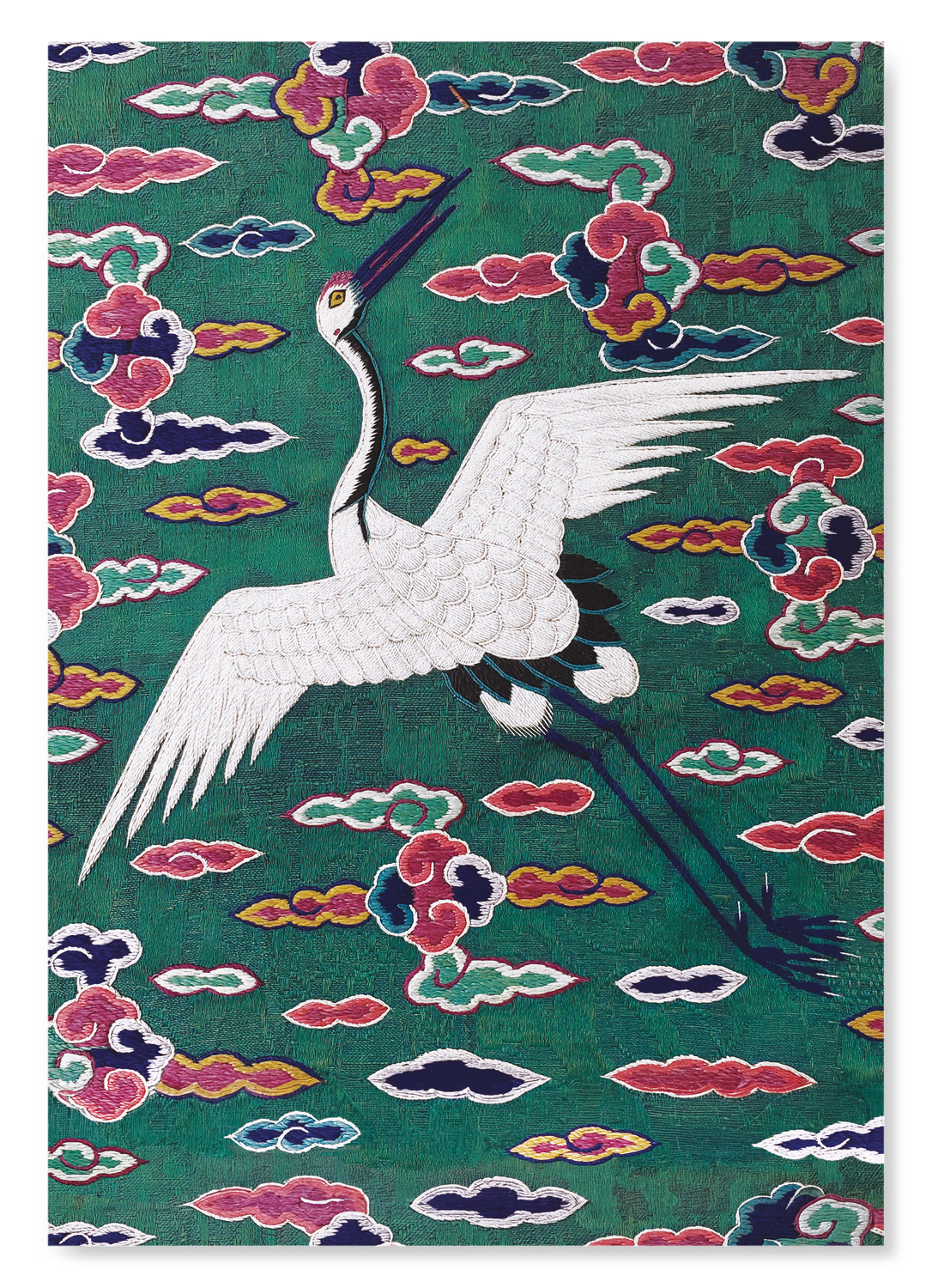 KOREAN HYUNGBAE RANK BADGE OF CRANE (LATE 19TH C): Painting Art Print