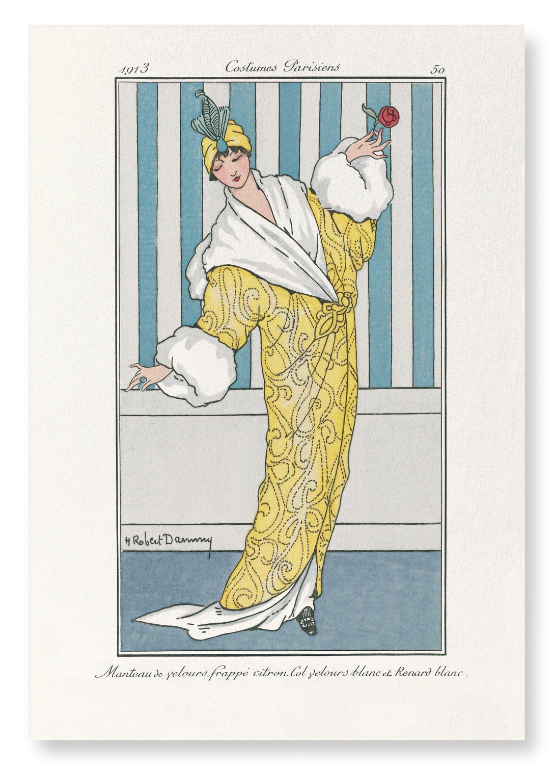 MANTEAU DE VELOURS FRAPPÉ CITRON (1913): Vintage Art Print