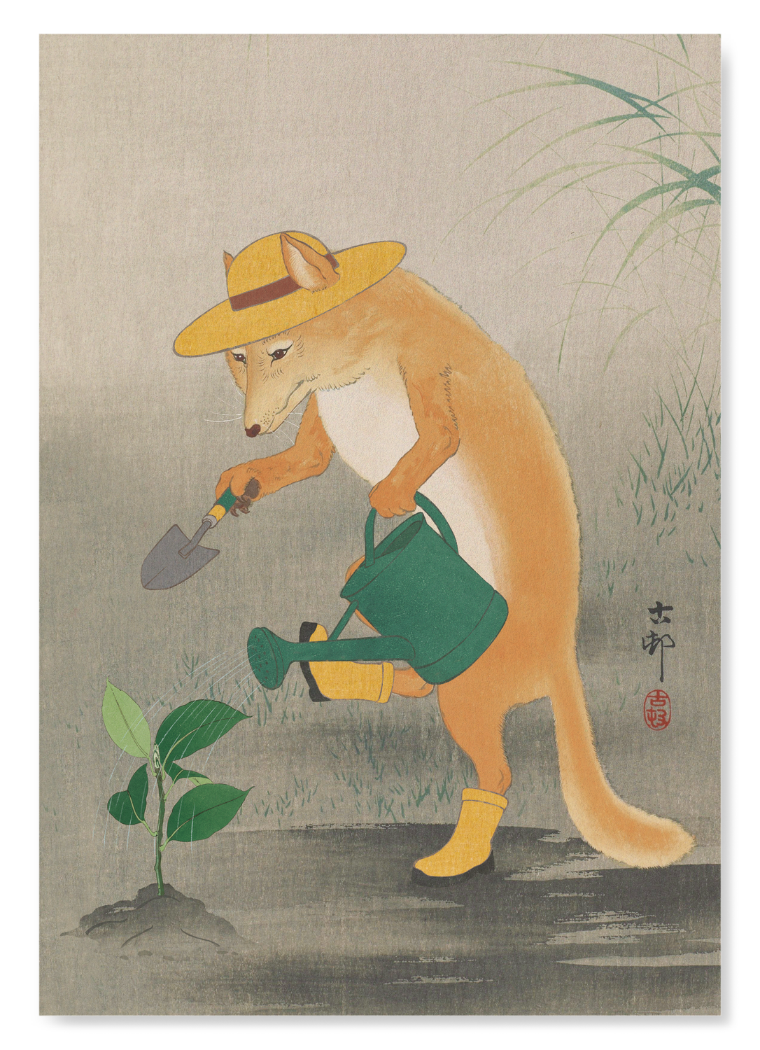 GARDENER FOX: Japanese Art Print