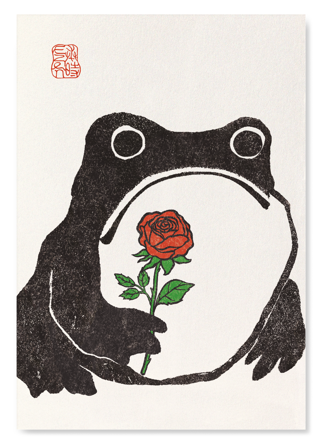 SINGLE ROSE EZEN FROG: Art Print