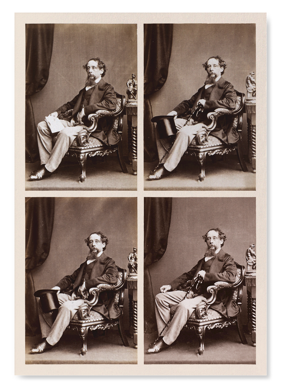 PHOTOGRAPHS OF CHARLES DICKENS: SET A (1858): Photo Art Print