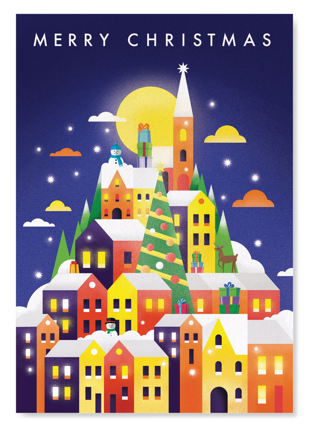 CHRISTMAS SNOW CITY: Modern deco Art Print