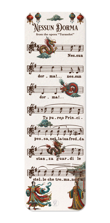 Ezen Designs - TURANDOT - NESSUN DORMA - OPERA MUSIC SCORE - Bookmark - Front