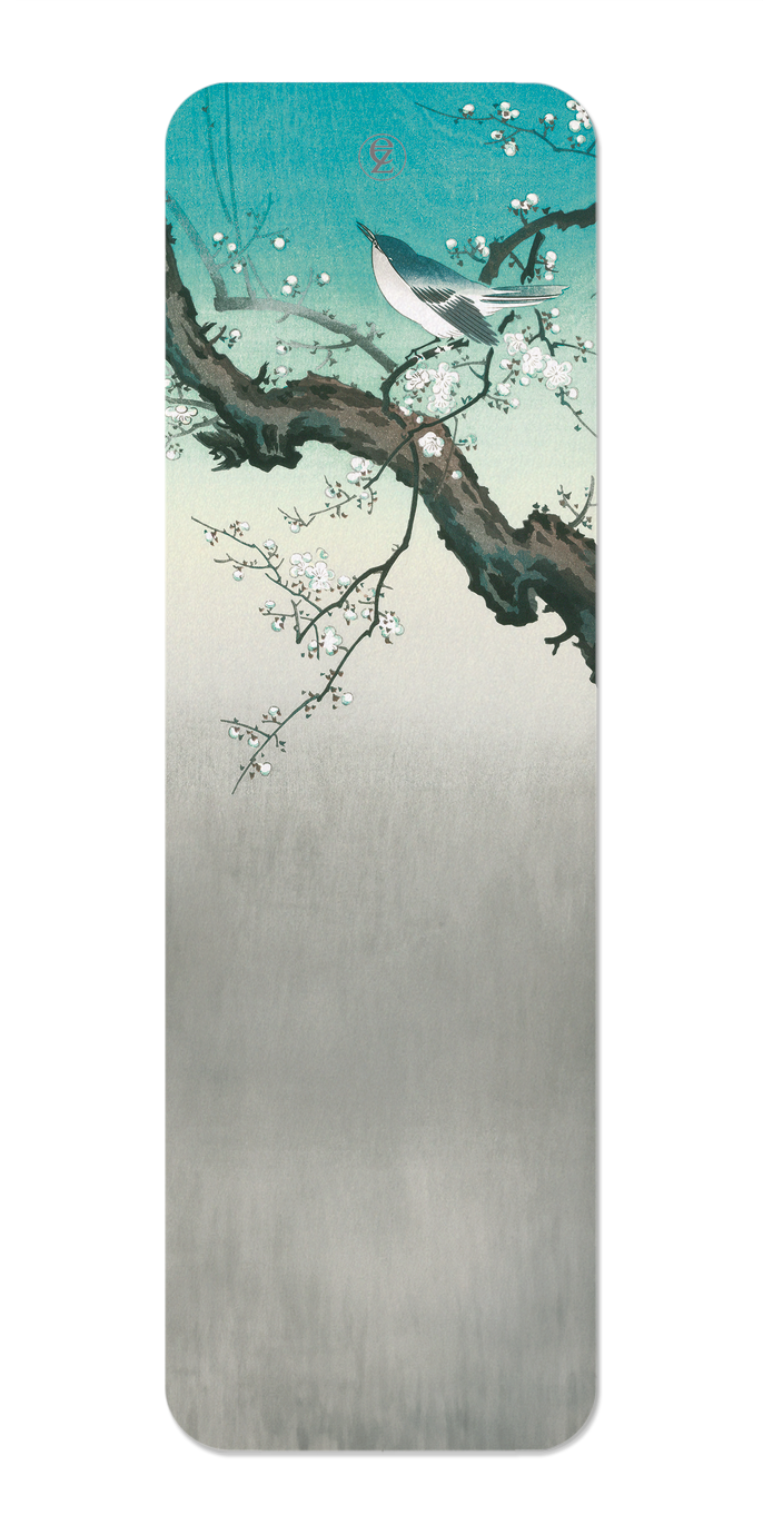 Ezen Designs - Bush warbler and plum blossoms - Bookmark - Front