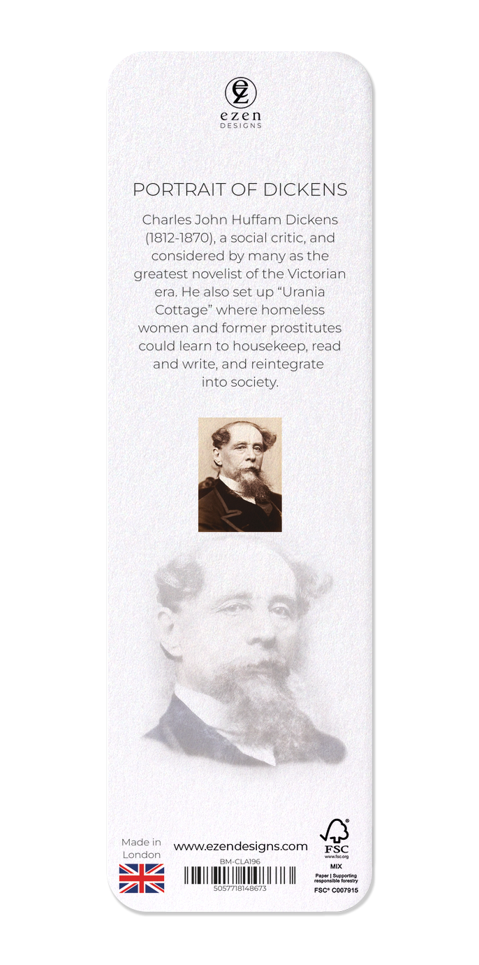 Ezen Designs - Portrait of dickens - Bookmark - Back