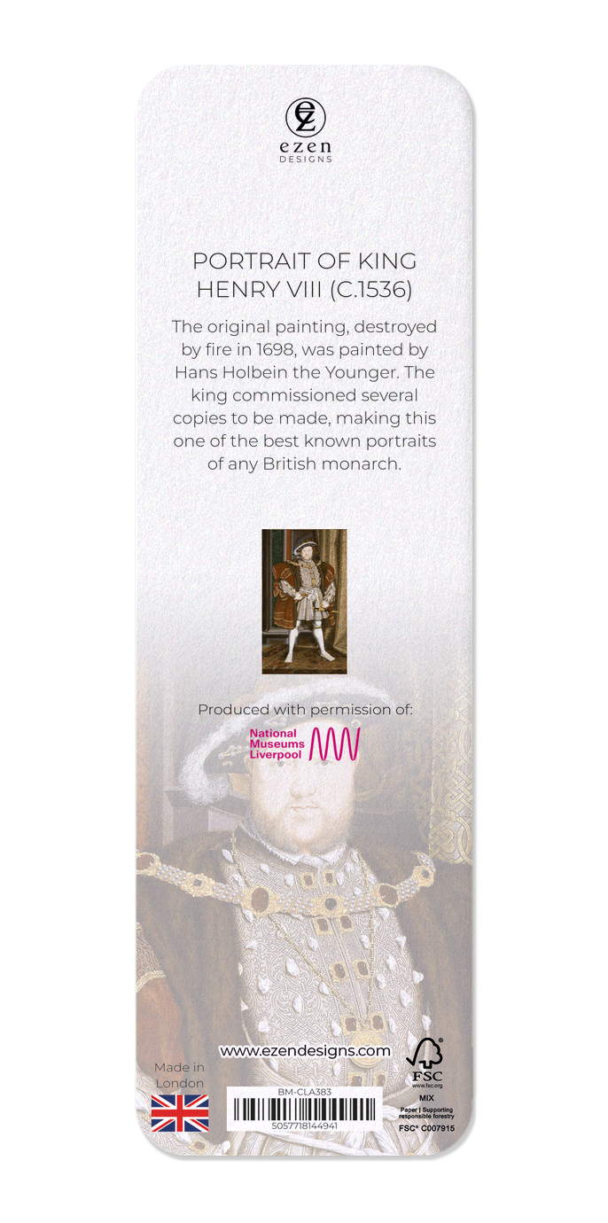Ezen Designs - Portrait of King Henry VIII (c.1536) - Bookmark - Back