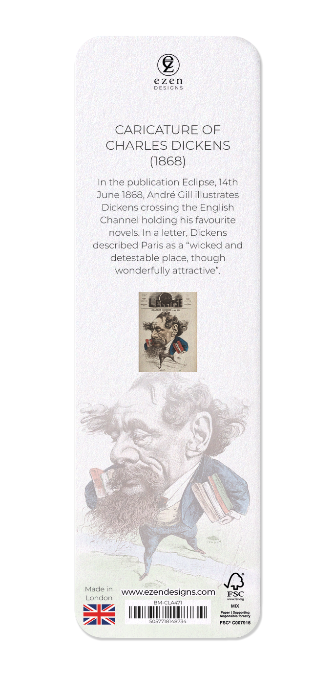 Ezen Designs - Caricature of Charles Dickens (1868) - Bookmark - Back